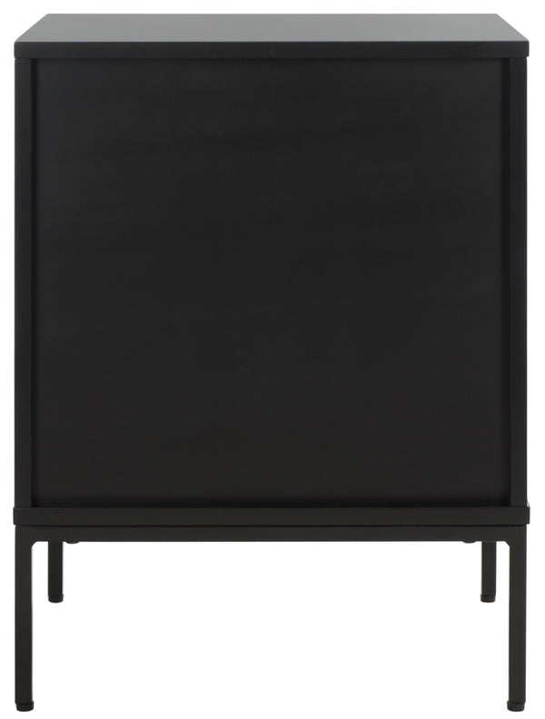 Safavieh Zadie Coastal Chic 2-Drawer Nightstand With Rattan Fronts For Stylish Bedroom Storage Solutions Black With Natural Rattan / Black Legs NST5007D