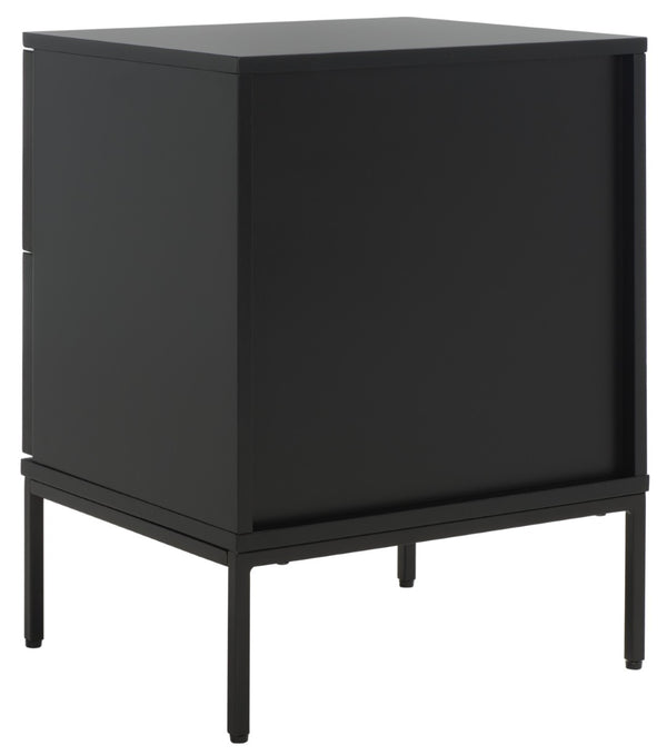 Safavieh Zadie Coastal Chic 2-Drawer Nightstand With Rattan Fronts For Stylish Bedroom Storage Solutions Black With Natural Rattan / Black Legs NST5007D