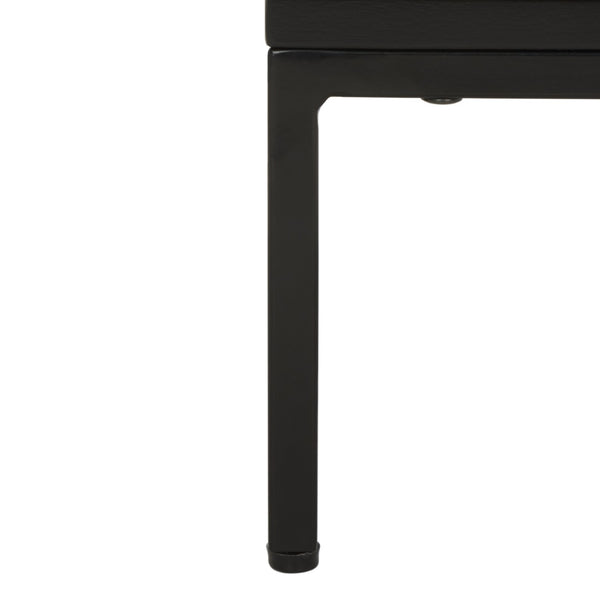 Safavieh Zadie Coastal Chic 2-Drawer Nightstand With Rattan Fronts For Stylish Bedroom Storage Solutions Black With Natural Rattan / Black Legs NST5007D