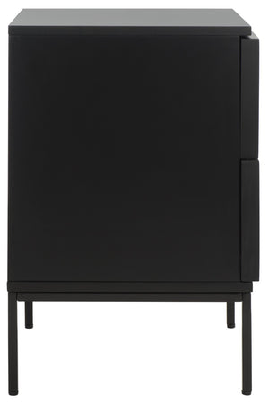 Safavieh Zadie Coastal Chic 2-Drawer Nightstand With Rattan Fronts For Stylish Bedroom Storage Solutions Black With Natural Rattan / Black Legs NST5007D