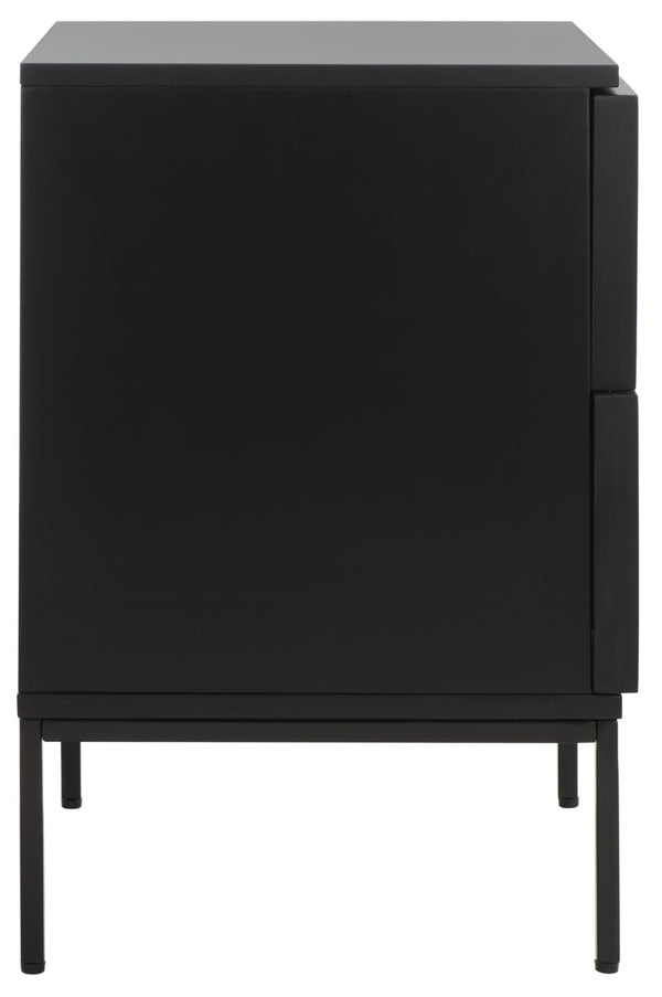 Safavieh Zadie Coastal Chic 2-Drawer Nightstand With Rattan Fronts For Stylish Bedroom Storage Solutions Black With Natural Rattan / Black Legs NST5007D