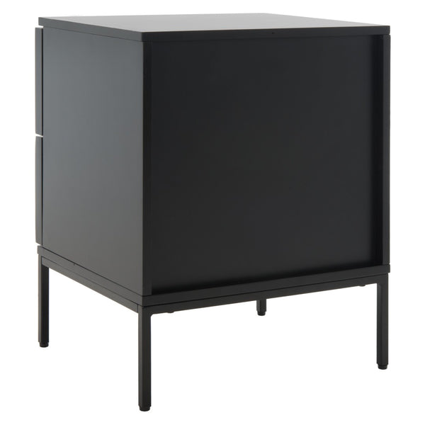 Safavieh Zadie Coastal Chic 2-Drawer Nightstand With Rattan Fronts For Stylish Bedroom Storage Solutions Black NST5007E