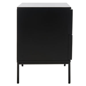 Safavieh Zadie Coastal Chic 2-Drawer Nightstand With Rattan Fronts For Stylish Bedroom Storage Solutions Black NST5007E