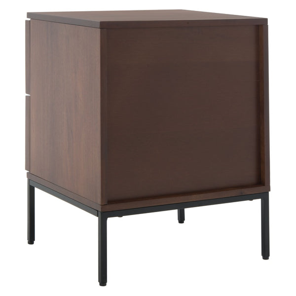 Safavieh Zadie Coastal Chic 2-Drawer Nightstand With Rattan Fronts For Stylish Bedroom Storage Solutions Walnut / Natural NST5007F