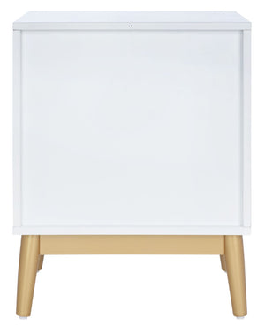 Safavieh Ottoline Glamorous Two-Drawer Nightstand With Floral Carvings & Gold Accents For Chic Bedrooms NST5008A
