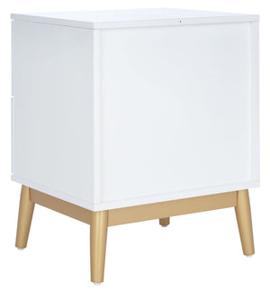 Safavieh Ottoline Glamorous Two-Drawer Nightstand With Floral Carvings & Gold Accents For Chic Bedrooms NST5008A