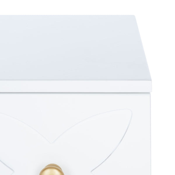 Safavieh Ottoline Glamorous Two-Drawer Nightstand With Floral Carvings & Gold Accents For Chic Bedrooms NST5008A