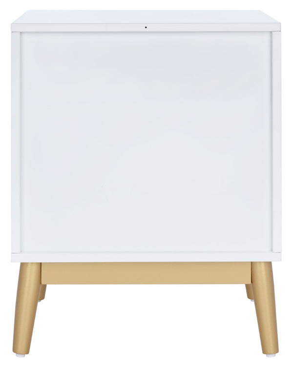 Safavieh Wilfred Stylish 2-Drawer Nightstand With Diamond Pattern & Gold Accents For Elegant Bedroom Decor NST5009A