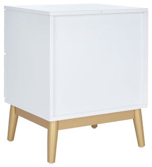Safavieh Wilfred Stylish 2-Drawer Nightstand With Diamond Pattern & Gold Accents For Elegant Bedroom Decor NST5009A