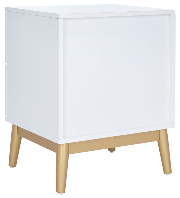 Safavieh Wilfred Stylish 2-Drawer Nightstand With Diamond Pattern & Gold Accents For Elegant Bedroom Decor NST5009A