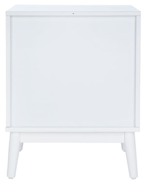Safavieh Tay Modern Two-Drawer Nightstand With Chic Chevron Pattern And Whitewashed Frame For Stylish Storage NST5011A