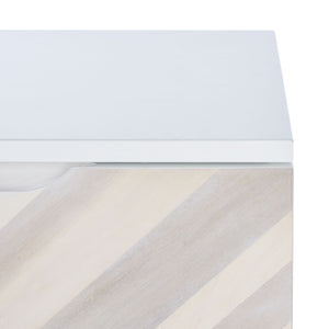 Safavieh Tay Modern Two-Drawer Nightstand With Chic Chevron Pattern And Whitewashed Frame For Stylish Storage NST5011A