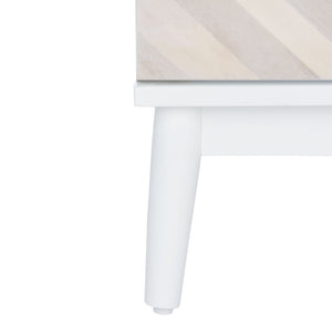 Safavieh Tay Modern Two-Drawer Nightstand With Chic Chevron Pattern And Whitewashed Frame For Stylish Storage NST5011A