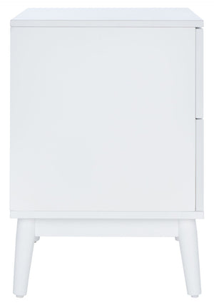 Safavieh Tay Modern Two-Drawer Nightstand With Chic Chevron Pattern And Whitewashed Frame For Stylish Storage NST5011A