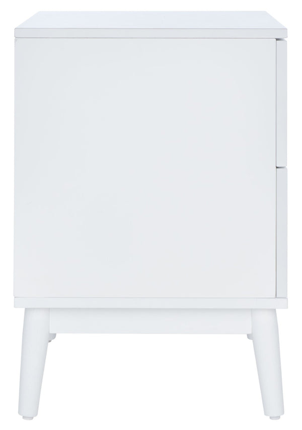 Safavieh Tay Modern Two-Drawer Nightstand With Chic Chevron Pattern And Whitewashed Frame For Stylish Storage NST5011A