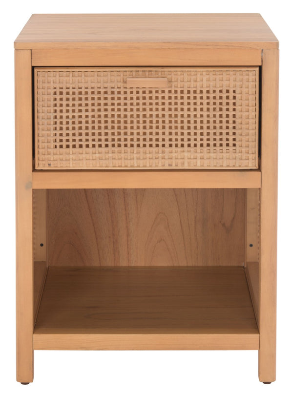 Safavieh Miya Nightstand With Rattan Detailing: Modern Storage Solutions For A Stylish Bedroom Retreat Natural NST5012A
