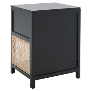 Safavieh Miya Nightstand With Rattan Detailing: Modern Storage Solutions For A Stylish Bedroom Retreat Black / Natural NST5012B