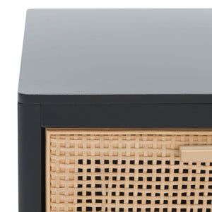 Safavieh Miya Nightstand With Rattan Detailing: Modern Storage Solutions For A Stylish Bedroom Retreat Black / Natural NST5012B
