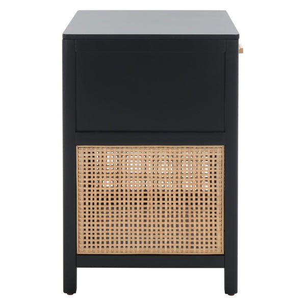 Safavieh Miya Nightstand With Rattan Detailing: Modern Storage Solutions For A Stylish Bedroom Retreat Black / Natural NST5012B