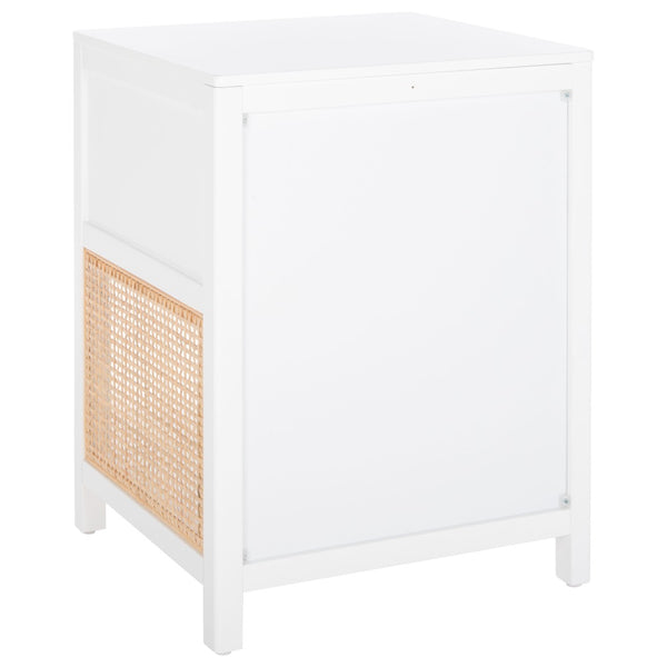 Safavieh Miya Nightstand With Rattan Detailing: Modern Storage Solutions For A Stylish Bedroom Retreat White / Natural NST5012C