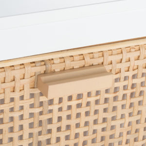 Safavieh Miya Nightstand With Rattan Detailing: Modern Storage Solutions For A Stylish Bedroom Retreat White / Natural NST5012C