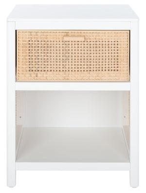 Safavieh Miya Nightstand With Rattan Detailing: Modern Storage Solutions For A Stylish Bedroom Retreat White / Natural NST5012C