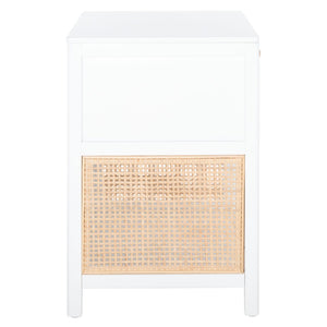 Safavieh Miya Nightstand With Rattan Detailing: Modern Storage Solutions For A Stylish Bedroom Retreat White / Natural NST5012C
