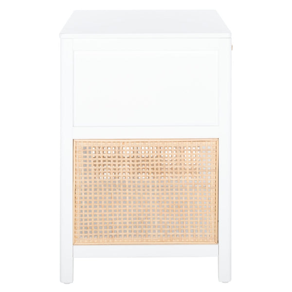 Safavieh Miya Nightstand With Rattan Detailing: Modern Storage Solutions For A Stylish Bedroom Retreat White / Natural NST5012C