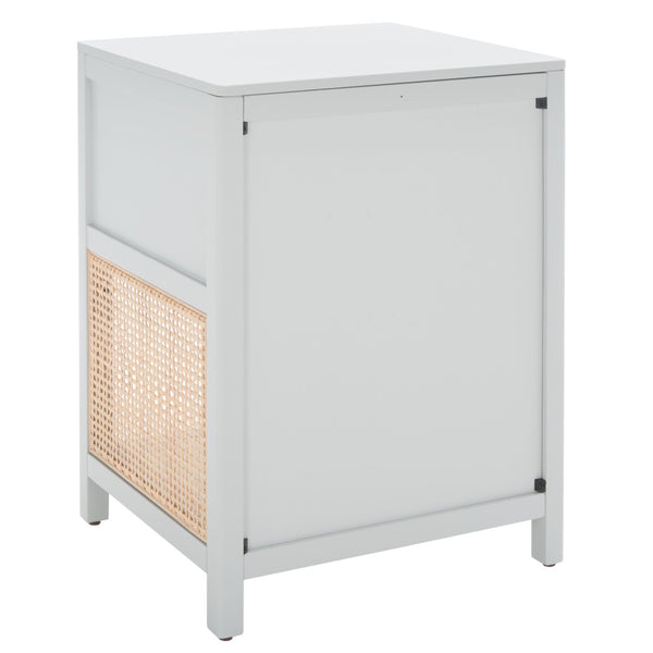 Safavieh Miya Nightstand With Rattan Detailing: Modern Storage Solutions For A Stylish Bedroom Retreat Grey / Natural NST5012D