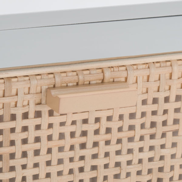 Safavieh Miya Nightstand With Rattan Detailing: Modern Storage Solutions For A Stylish Bedroom Retreat Grey / Natural NST5012D