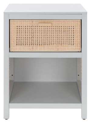 Safavieh Miya Nightstand With Rattan Detailing: Modern Storage Solutions For A Stylish Bedroom Retreat Grey / Natural NST5012D