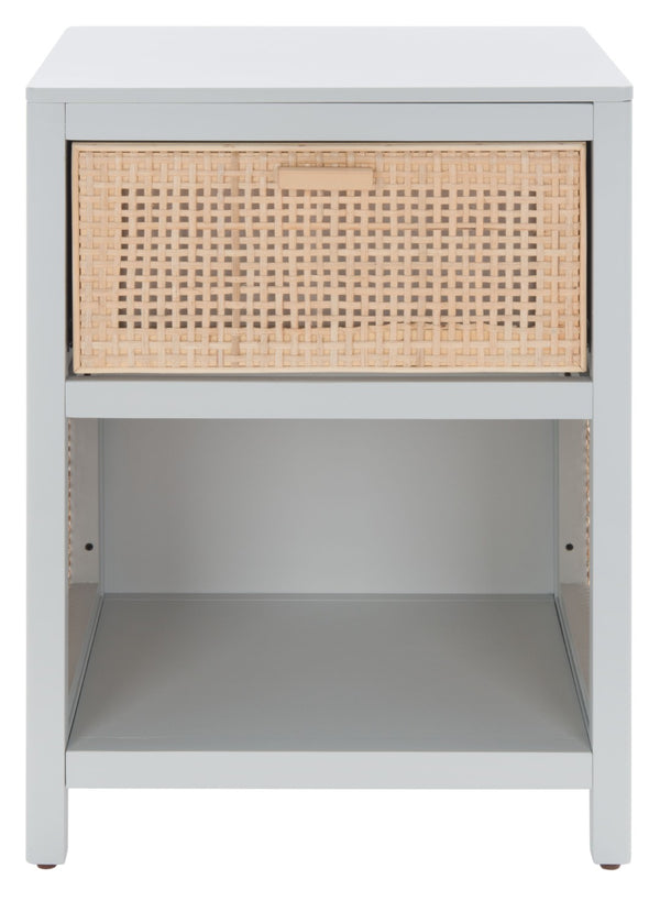 Safavieh Miya Nightstand With Rattan Detailing: Modern Storage Solutions For A Stylish Bedroom Retreat Grey / Natural NST5012D