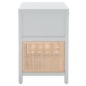 Safavieh Miya Nightstand With Rattan Detailing: Modern Storage Solutions For A Stylish Bedroom Retreat Grey / Natural NST5012D