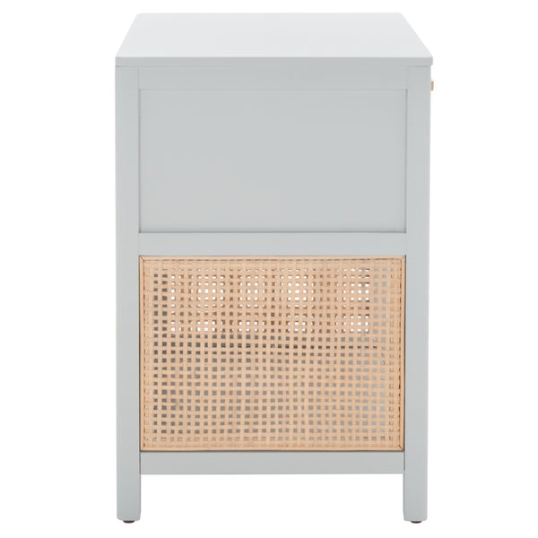 Safavieh Miya Nightstand With Rattan Detailing: Modern Storage Solutions For A Stylish Bedroom Retreat Grey / Natural NST5012D