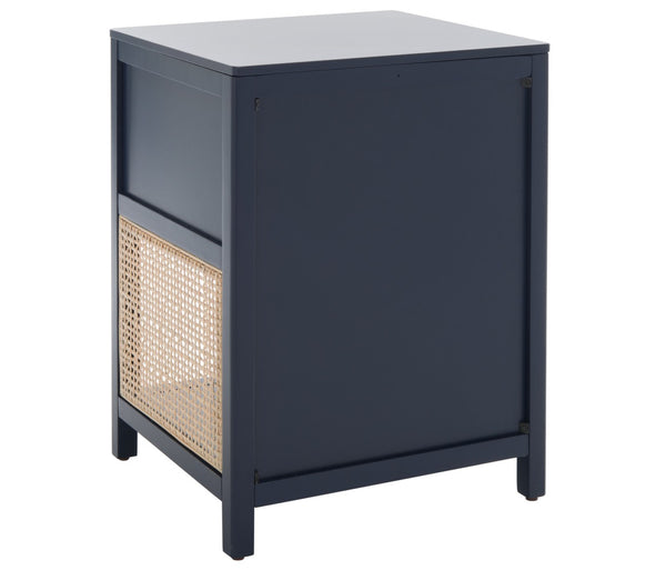 Safavieh Miya Nightstand With Rattan Detailing: Modern Storage Solutions For A Stylish Bedroom Retreat Navy / Natural NST5012E