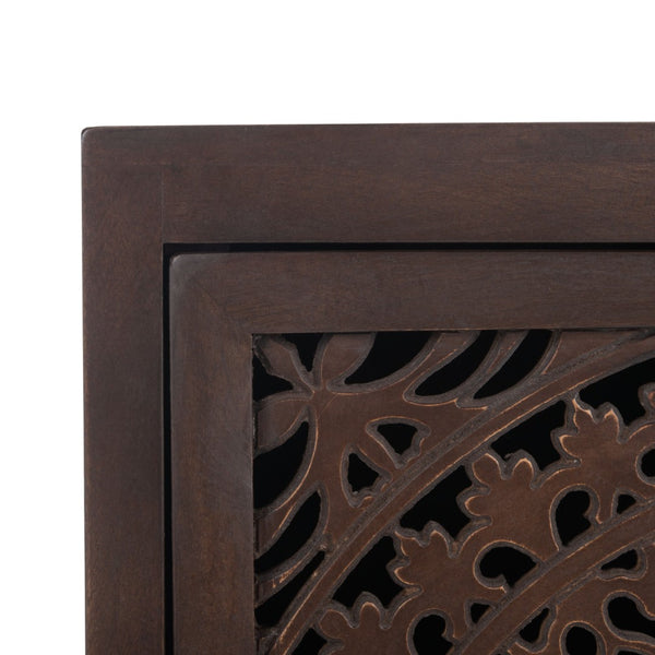 Safavieh Thea Exquisitely Carved Nightstand - Artisan Design With Single-Door Storage For Elegant Bedrooms Brown NST5300A