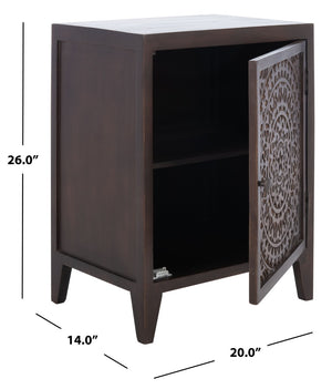 Safavieh Thea Exquisitely Carved Nightstand - Artisan Design With Single-Door Storage For Elegant Bedrooms Brown NST5300A