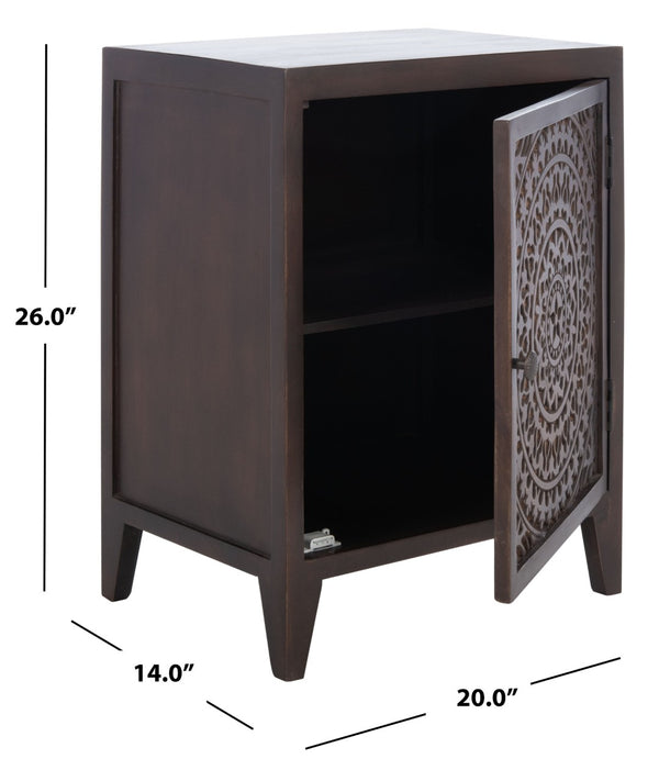 Safavieh Thea Exquisitely Carved Nightstand - Artisan Design With Single-Door Storage For Elegant Bedrooms Brown NST5300A