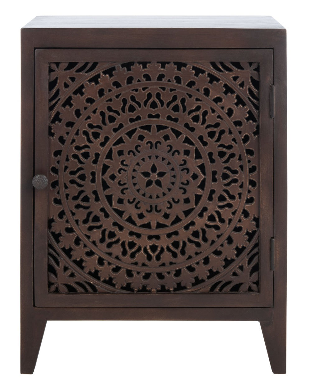 Safavieh Thea Exquisitely Carved Nightstand - Artisan Design With Single-Door Storage For Elegant Bedrooms Brown NST5300A