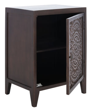 Safavieh Thea Exquisitely Carved Nightstand - Artisan Design With Single-Door Storage For Elegant Bedrooms Brown NST5300A