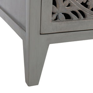 Safavieh Thea Exquisitely Carved Nightstand - Artisan Design With Single-Door Storage For Elegant Bedrooms Grey Walnut NST5300B