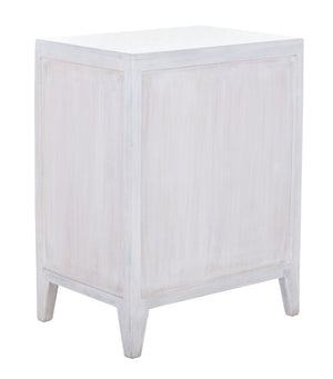 Safavieh Thea Exquisitely Carved Nightstand - Artisan Design With Single-Door Storage For Elegant Bedrooms White Washed NST5300C