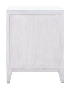 Safavieh Thea Exquisitely Carved Nightstand - Artisan Design With Single-Door Storage For Elegant Bedrooms White Washed NST5300C