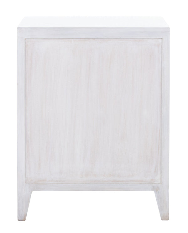 Safavieh Thea Exquisitely Carved Nightstand - Artisan Design With Single-Door Storage For Elegant Bedrooms White Washed NST5300C