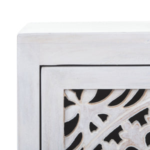 Safavieh Thea Exquisitely Carved Nightstand - Artisan Design With Single-Door Storage For Elegant Bedrooms White Washed NST5300C