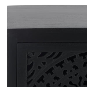 Safavieh Thea Elegant 1-door Carved Nightstand In Rich Brown – Timeless Design For Your Bedroom Style! Black Wood Nst5300d