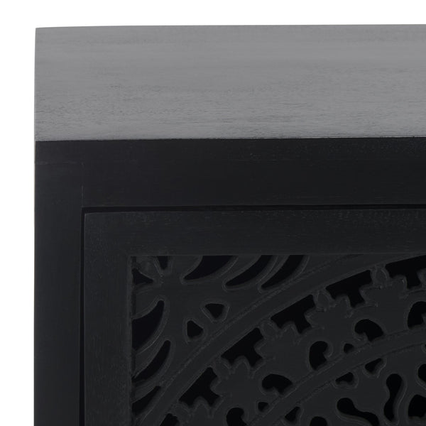 Safavieh Thea Elegant 1-door Carved Nightstand In Rich Brown – Timeless Design For Your Bedroom Style! Black Wood Nst5300d