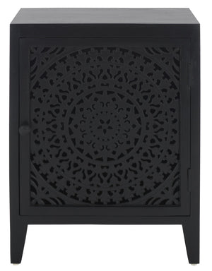 Safavieh Thea Elegant 1-door Carved Nightstand In Rich Brown – Timeless Design For Your Bedroom Style! Black Wood Nst5300d