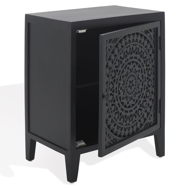 Safavieh Thea Elegant 1-door Carved Nightstand In Rich Brown – Timeless Design For Your Bedroom Style! Black Wood Nst5300d