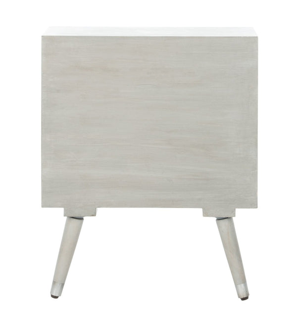 Safavieh Brandy Textured Nightstand - Mid-Century Modern Design With Rich Grey Walnut Finish & Compact Storage NST5301A